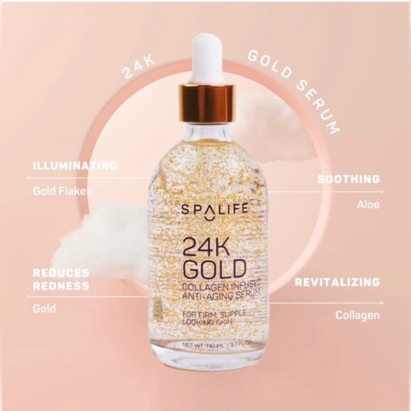 SpaLife Nourishing Anti-Aging 24k‎ Gold & Collagen infused facial serum new - Picture 2 of 7